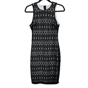 Bisou Bisou Black White Lace Sheath Dress Women’s 4 Sleeveless Lined